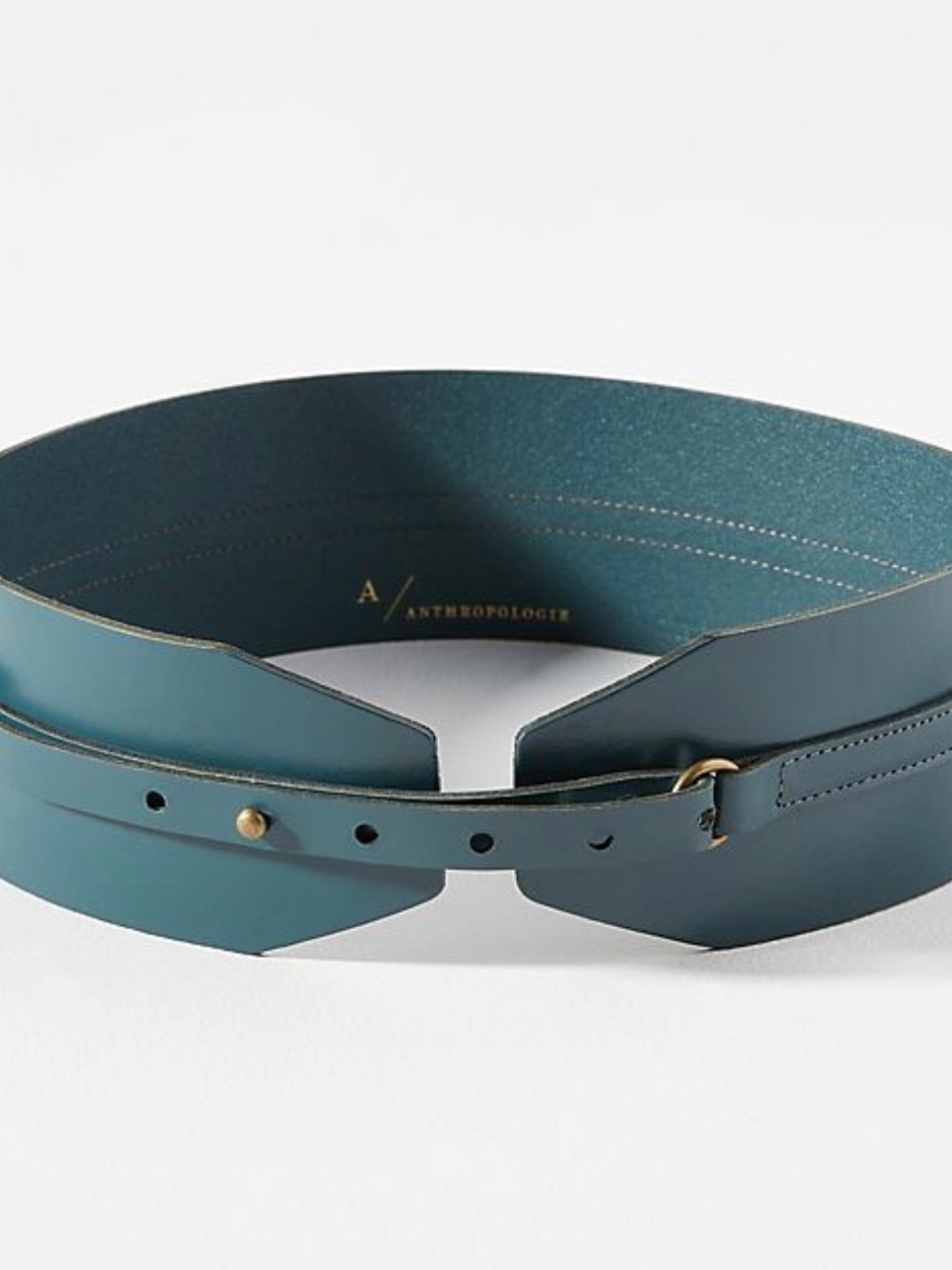 Anthropologie Deep Teal Wide Leather Waist Cincher